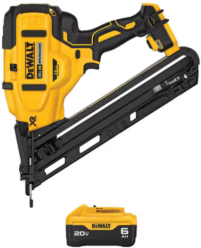 DeWalt 20V MAX XR 15-Gauge Angled Finish Nailer with 6.0 Ah Battery