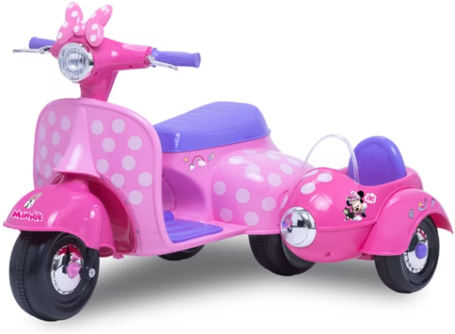 6V Disney Minnie Mouse Happy Helpers Scooter with Sidecar Ride-On Toy by Kid Trax Deal