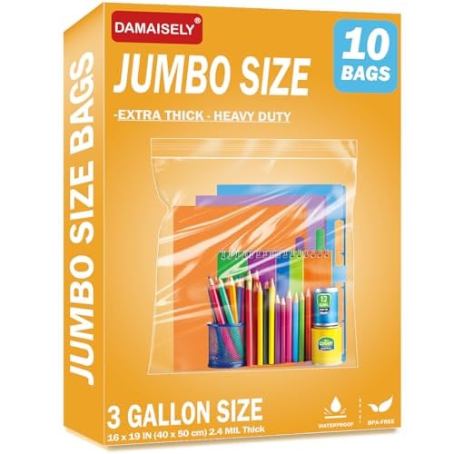 3 Gallon Large Zipper Bags 10-Count