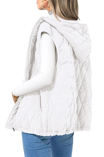 PRETTYGARDEN Women's Fall Fashion Vest Zip Up Jacket (White, Medium) Deal
