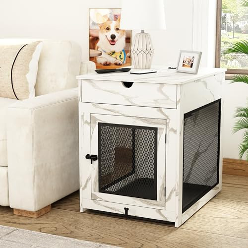 Piskyet Dog Crate Furniture with QC3.0 Wireless Charging