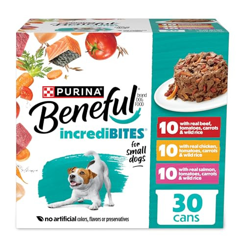 Beneful Purina Small Breed Wet Dog Food Variety Pack, IncrediBites With Real Beef, Chicken and Salmon - (Pack of 30) 3 Oz. Cans