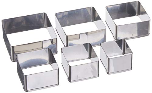 Ateco Plain Edge Square Cutters, Graduated Sizes, Stainless Steel, 6-Pc Set