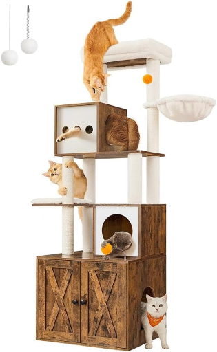 Feandrea Cat Tree with Litter Box Enclosure, 70.1-Inch Deal