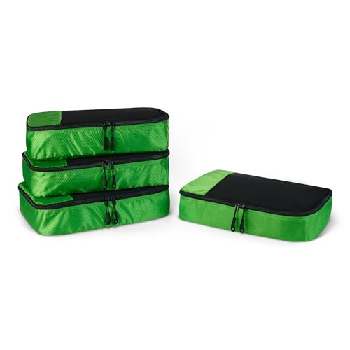 Amazon Essentials 4-Piece Packing Cubes Travel Accessories Set Green
