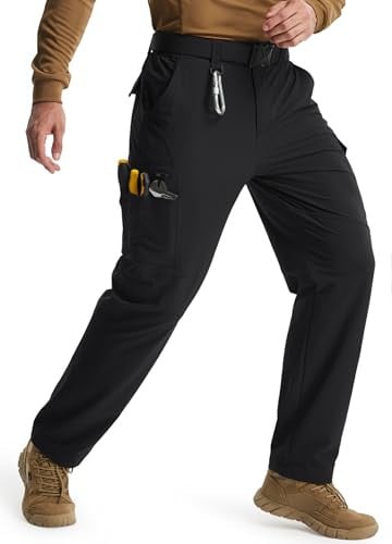 Libin Men's Work Hiking Cargo Pants Water Resistant Stretch Tactical Outdoor Trousers with 9 Pockets Deal