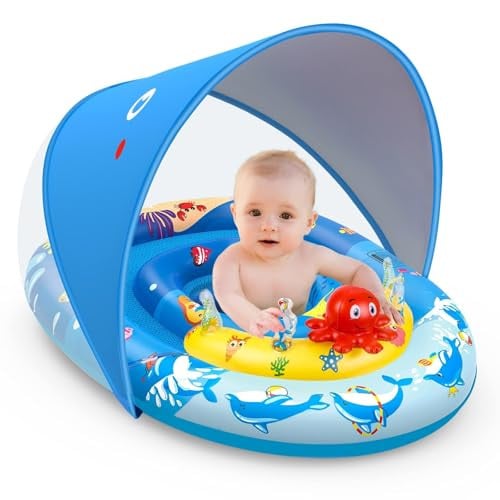 Baby Pool Float with Canopy UPF50+ Sun Protection Deal