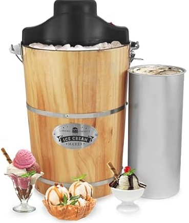Elite Gourmet Old Fashioned Vintage Wood Bucket Electric Ice Cream Maker 6-Quart Deal
