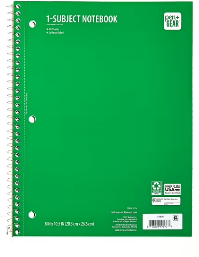 Pen+Gear College Ruled 1-Subject Notebook, 70 Sheets Deal
