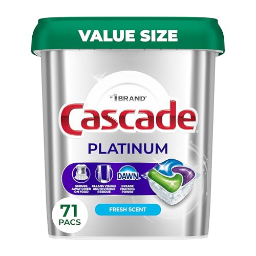 Cascade Platinum Dishwasher Pods, Dishwasher Detergent, Fresh Scent, 71 Count