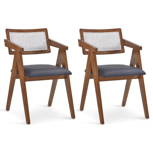 Giantex 2-Piece Wooden Upholstered Dining Chairs