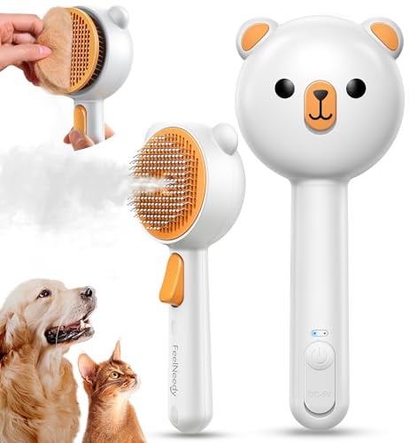 FEELNEEDY Dual-Speed Steam Brush for Dogs & Cats