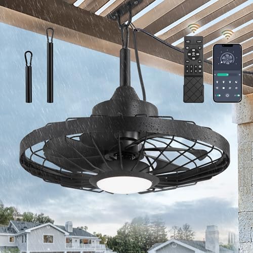 LEDIARY 20" Outdoor IP65 Waterproof Plug in Ceiling Fan with Lights Deal