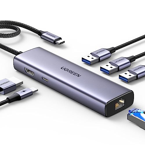 UGREEN Revodok 6 in 1 USB C Hub Gigabit Ethernet Adapter w/ 4K HDMI