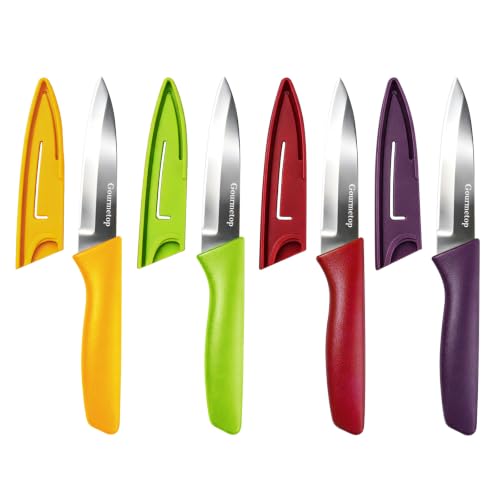 Gourmetop 3.8" Paring Knife Set 4-Pack with Blade Covers Deal