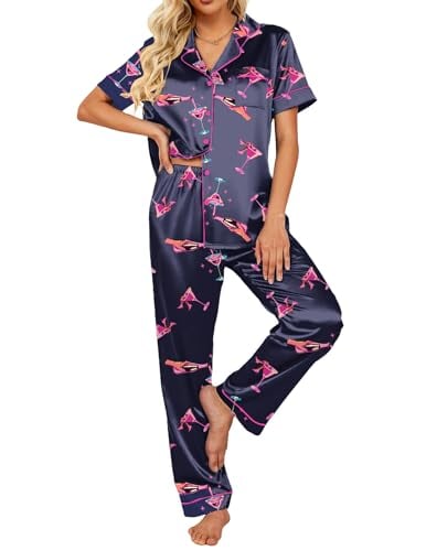 Ekouaer Women's Satin Short Sleeve Pajama Set 2-Piece Deal