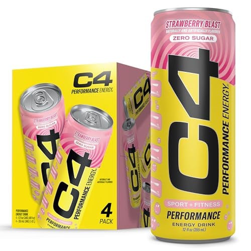 C4 Performance Energy Carbonated Drink (Strawberry Blast) 4-Pack 12-Oz