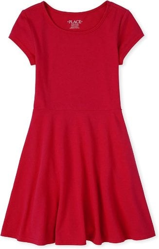 The Children's Place Girls' Short Sleeve Basic Skater Dress 2 Pack (Ruby) Deal