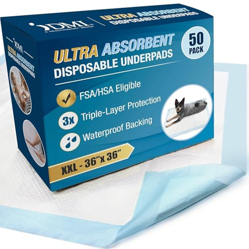 DMI Ultra Absorbent Puppy Pads 36x36 50-Pack