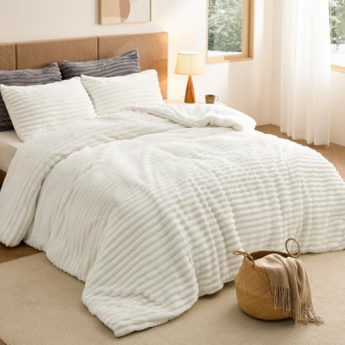 Bedsure Fluffy Comforter Set, 3-Piece, Queen & King