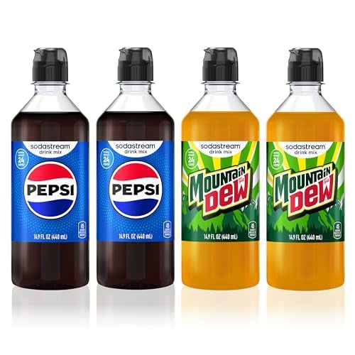 Sodastream Pepsi, MTN Dew New Pour Bottle Variety Pack (440ml, 4-Pack) Deal