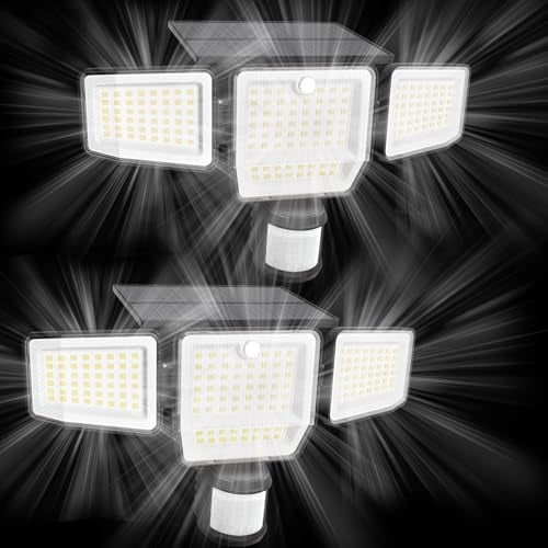 SZPOWER 6000LM Solar 4-Head Motion Sensor Flood Lights 2-Pack Deal