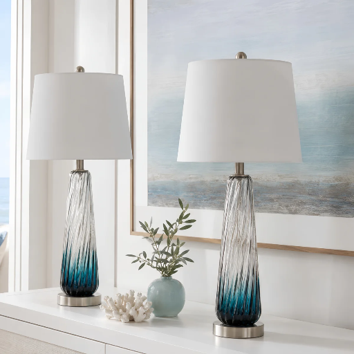 (Set of 2) Rosecliff Heights Aislin 29" Modern Glass Table Lamp with 3-Way Dimming Deal
