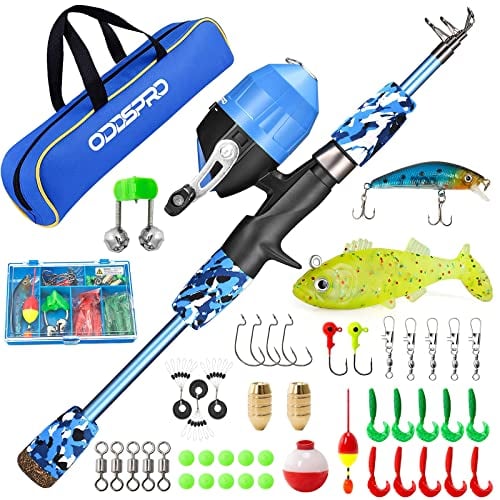 ODDSPRO Telescopic Kids Fishing Rod & Reel Combo Kit w/ Tackle Box 4.92' Deal