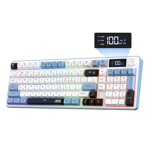 AOC GK210 Wireless Gaming Keyboard with Display & Knob, Tri-Mode BT5.0/2.4GHz/Wired Connectivity 98-Key Layout