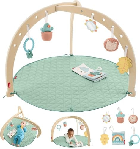 Fisher-Price Wood Baby Playmat Lay & Play Deluxe Activity Gym