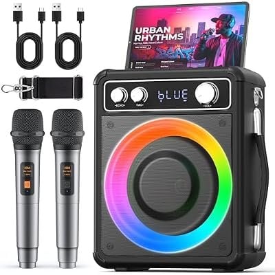 VOSOCO Karaoke Machine Bluetooth Speaker with 2 Wireless Mics Deal