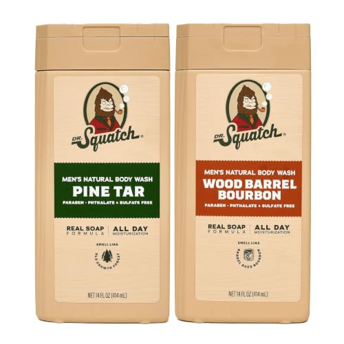 Dr. Squatch Natural Men's Body Wash Shower Gel Pine Tar + Wood Barrel Bourbon (14 oz, 2-Pack) Deal