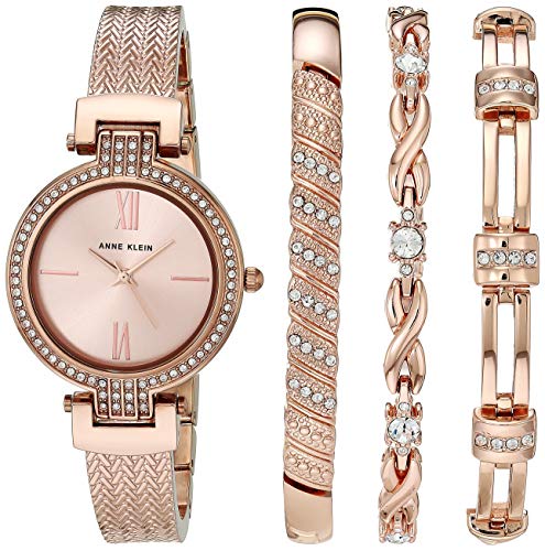 Anne Klein Women's Premium Crystal Accented Watch and Bracelet Set
