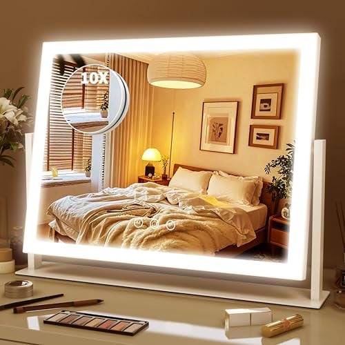 ROLOVE 16.3"x12.6" Lighted Hollywood Vanity Mirror with 10X Magnifier