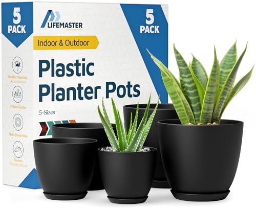 Lifemaster 5-Pc Stackable Plant Pots w/ Multi Drainage Holes Deal