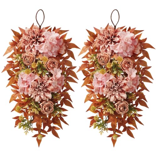 24" Artificial Fall Teardrop Swags 2-Pack