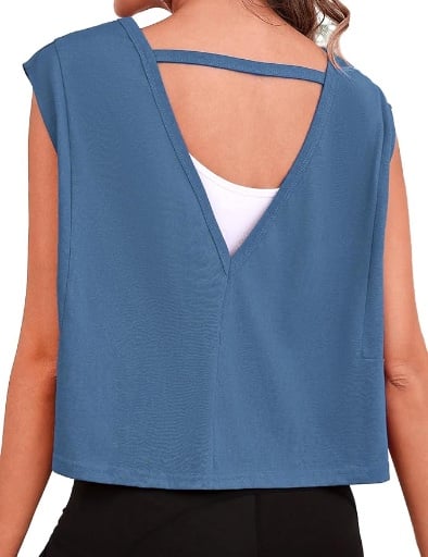 Quenteen Women Cropped Open Back Sleeveless Tank Tops