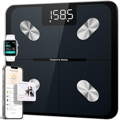 Etekcity Smart Scale for Body Weight, Body Fat and BMI (black, 11 x 11 inches)