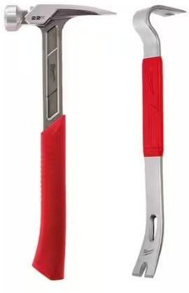 Milwaukee 22 oz. Milled Face Framing Hammer with 15 in. Pry Bar Deal