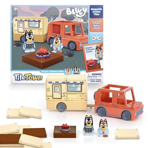 Tile Town Bluey Heeler Camper 13-Piece Magnetic Tile Playset Deal