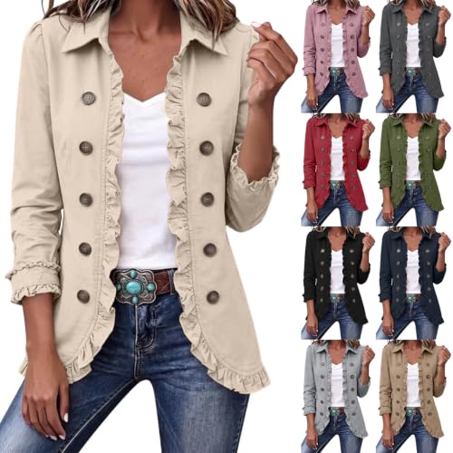 Ruffle Open Front Cardigans Button Jackets Deal