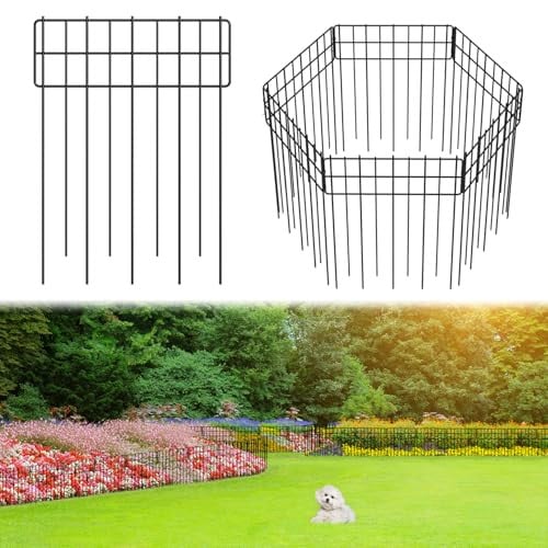 Promitop Black Metal Garden Border Edging Fence Panels 6-Pack Deal