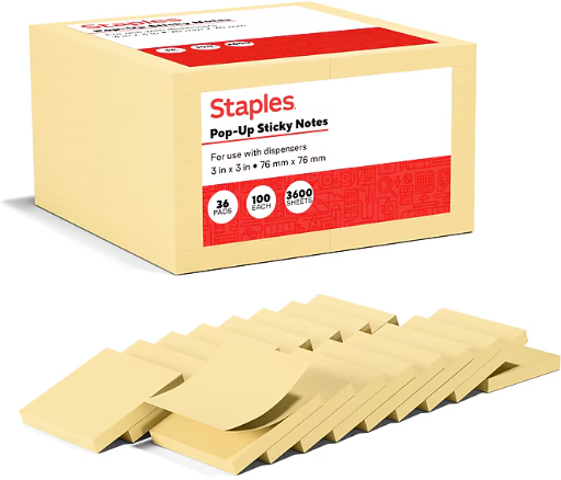 Staples 3" x 3" Sticky Notes 36 pads Deal