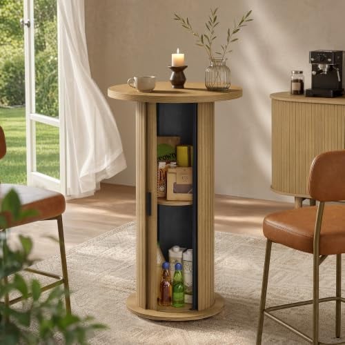 VASAGLE Round Bar Table 31.5" x 39.6" H with Storage Space