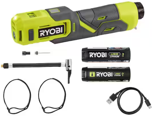 RYOBI USB Lithium High Pressure Inflator Kit with (2) 2.0Ah USB Lithium Battery Deal