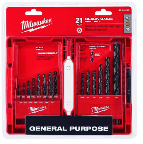 Milwaukee Thunderbolt Black Oxide Drill Bit Set 21 pc