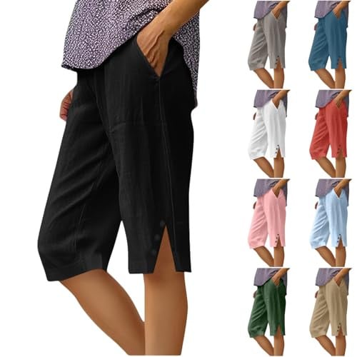 Bermuda Straight Leg Elastic Waist Shorts Deal