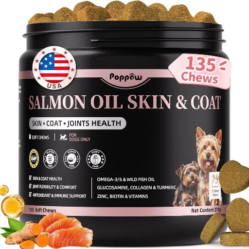Salmon Oil for Dogs Skin & Coat 135 Count Chicken Flavor Soft Chews