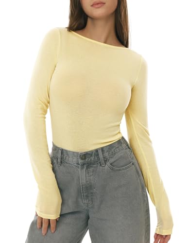 Merino Wool Blend Long Sleeve Fitted Basic Top
