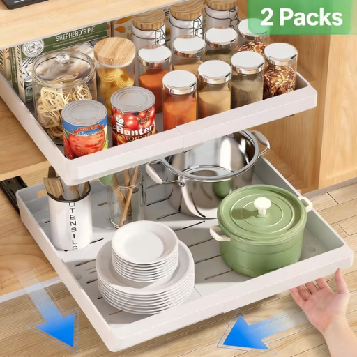 Expandable Pull-Out Cabinet Organizer 2-Pack Deal
